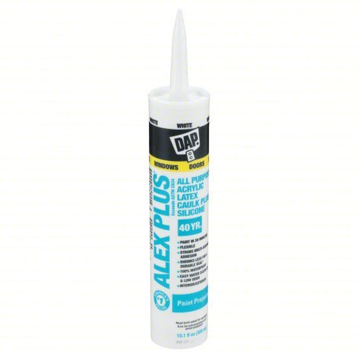 DAP 18152 Silicone Caulk Alex Plus, White, 10 oz Container Size, Cartridge