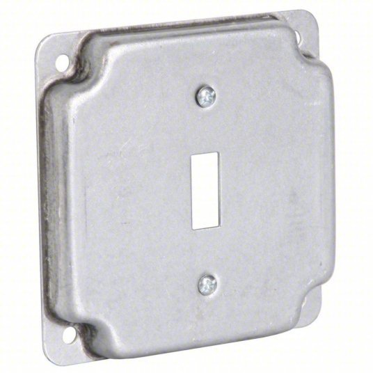 Raco 800C Electrical Box Cover Square, 2 Gangs, 1/2 in Dp, 4 in Wd, 4 in Lg, Toggle Switch