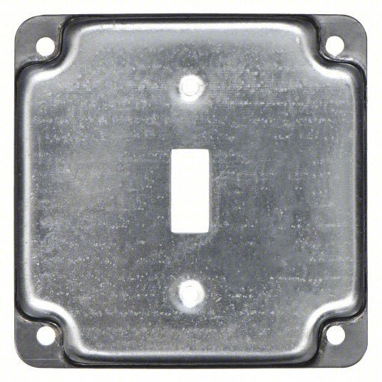 Raco 800C Electrical Box Cover Square, 2 Gangs, 1/2 in Dp, 4 in Wd, 4 in Lg, Toggle Switch