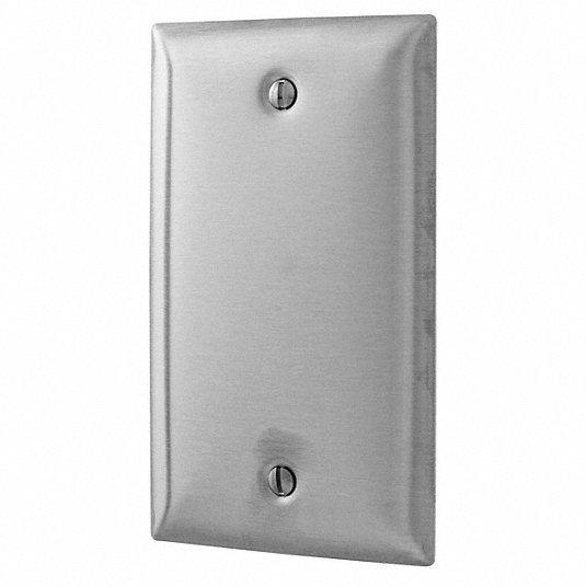 Hubbell SS13 Blank Box Mount Wall Plates, Number of Gangs: 1 Stainless Steel, matte Finish, Silver