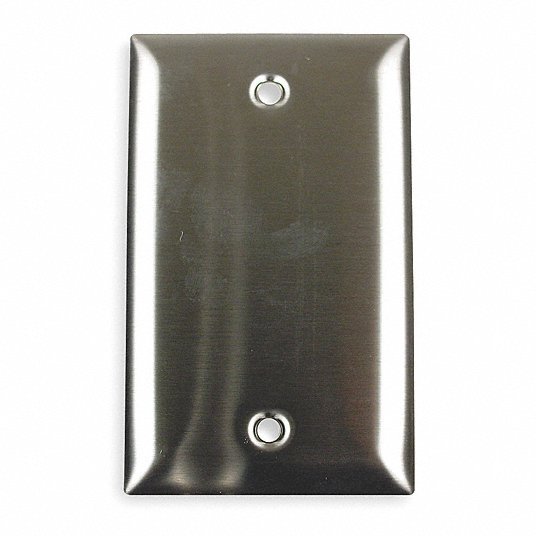 Hubbell SS13 Blank Box Mount Wall Plates, Number of Gangs: 1 Stainless Steel, matte Finish, Silver