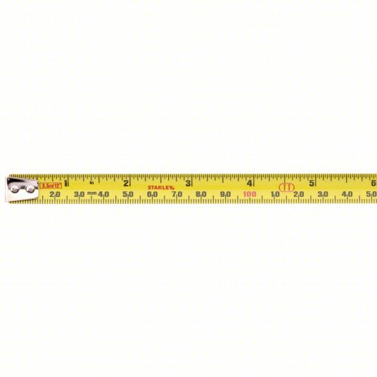 Stanley 33-215 Tape Measure Inch/Metric, Nonmagnetic Single Hook Tip, Metal, 12 ft / 3.5 m, Narrow Blade