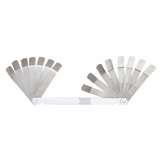 Proto J000R Bent Feeler Gauge Set Inch, 16 Feeler Blades, 3 in Blade Lg, Bent Blade Blade, Steel - Redwood.KV5C588