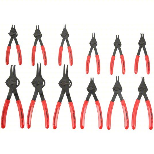 Proto J360B Retaining Ring Plier Set: Internal/External, For 3/8 in to 3 in Bore Dia, 0°,45°,90° Tip Angle