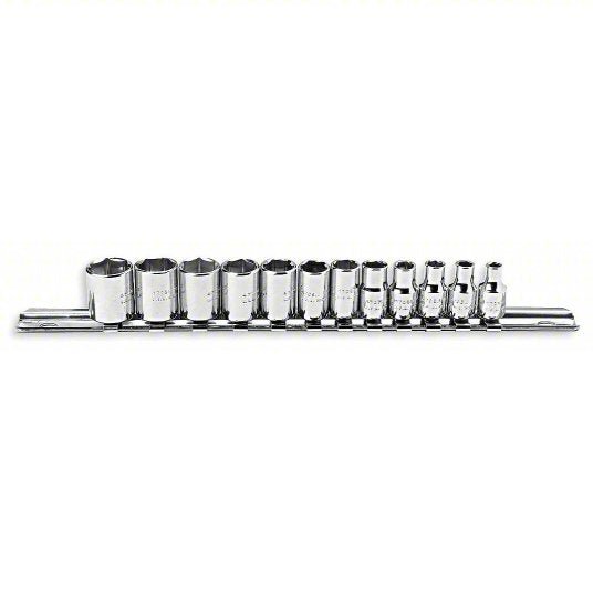Proto J47200 Socket Set 1/4 in Drive Size, 12 Pieces, 4 mm to 14 mm Socket Size Range, (12) 6-Point
