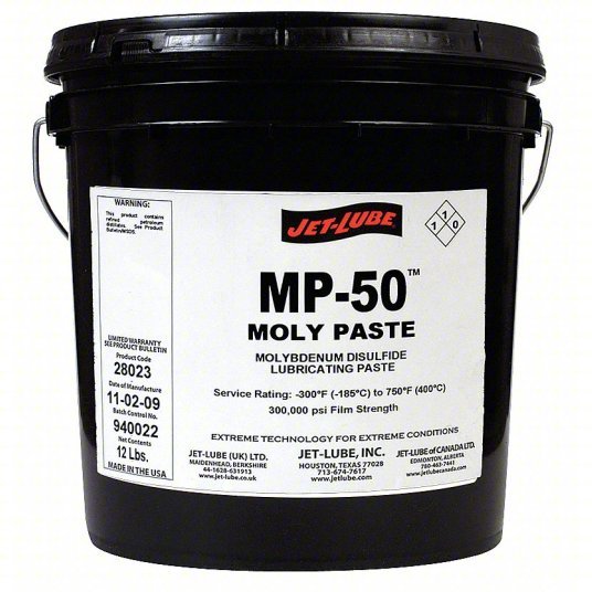 Jet-Lube 28023 Moly Paste MP-50, 1 gal, Pail, NLGI 2.5, Clay Thickener