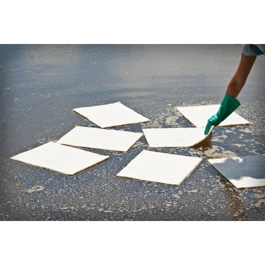 Brady SPC BPO200 Sorbents, 34 gal/pk, 21 oz/pad, Oil Absorbed, White, Polypropylene, 200 PK