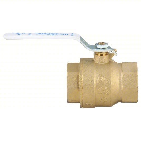 Milwaukee UPBA475B 1-1/2 Manual Two-Way Ball Valve 1 1/2 in, Brass, Straight, FNPT x FNPT, Two-Piece