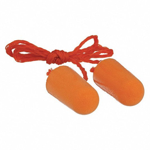 3M 1110 Disposable Corded Ear Plugs, Bullet Shape, 29 dB, 100 Pairs, Orange - Redwood.KV5F768