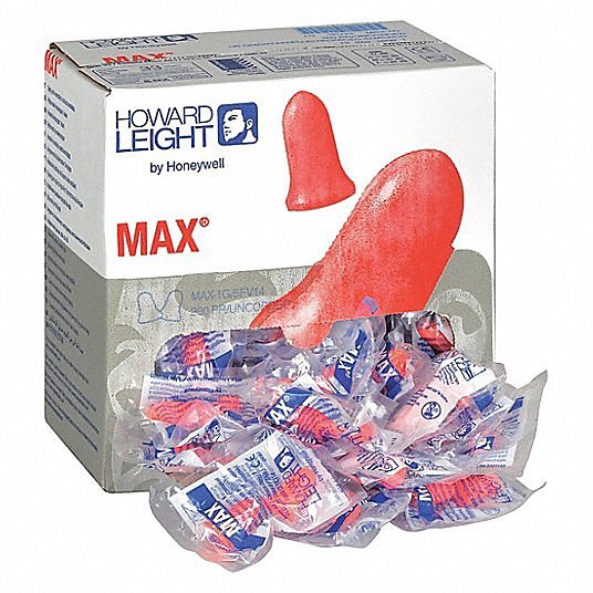 Honeywell MAX-1 Disposable Foam Uncorded Earplugs, Bell Shape, 33 dB NRR, Coral, 200 Pairs/Box