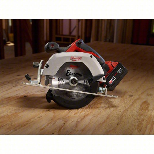 Milwaukee 2630-20 Circular Saw 6 1/2 in Blade Dia., Left, 2 1/8 in Max. Cutting Dp @ 0 Deg., 0° to 45° Left, 18V DC