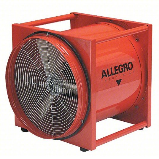 Allegro 9525-50 Confined Space Fan 115/230 V AC, 20 in Duct Dia, 2 hp Horsepower, Orange, 21 A Current