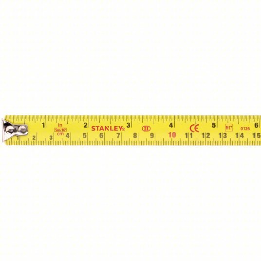 Stanley 30-496 Tape Measure Inch/Metric, Nonmagnetic Single Hook Tip, Plastic, 16 ft / 5 m, Std Blade