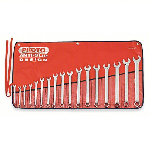 Proto J1200RM-T500 Combination Wrench Set Alloy Steel, Chrome, 17 Tools, 7 mm to 24 mm Range of Head Sizes