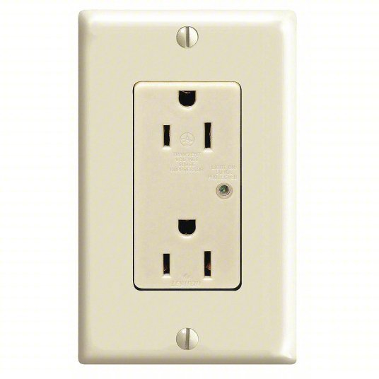 Leviton T5280-I Receptacle Decorator Duplex, 5-15R, 125V AC, 15 A, Ivory, PK10