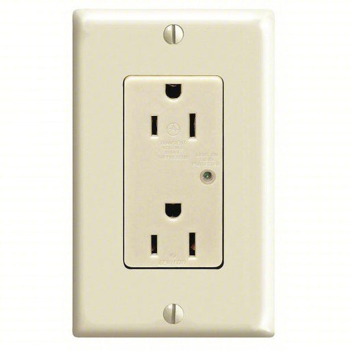 Leviton T5280-I Receptacle Decorator Duplex, 5-15R, 125V AC, 15 A, Ivory, PK10