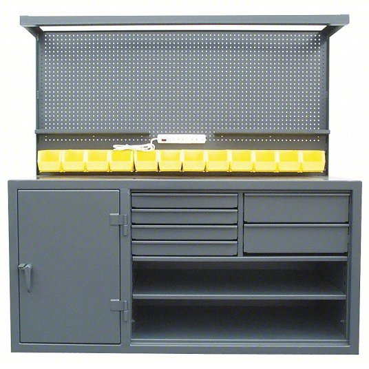 Strong Hold 63-WB-303-6DB-12B Mobile Work Bench, Steel, 72" W, 36" Ht, Gray, Steel