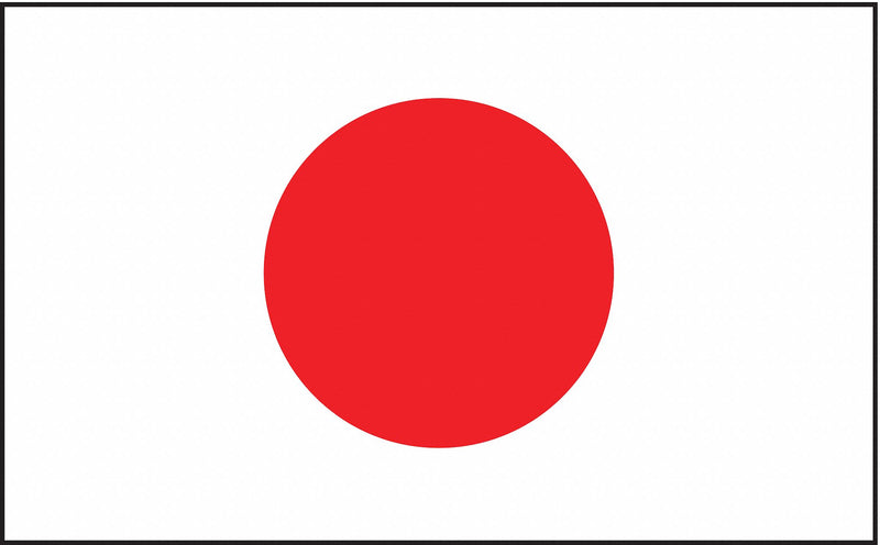 Annin Flagmakers 194307 Nyl-Glo Japan Country Flag, 3 ft x 5 ft, 200 Denier Nylon, Screen Printed, Header and Grommets, Indoor/Outdoor