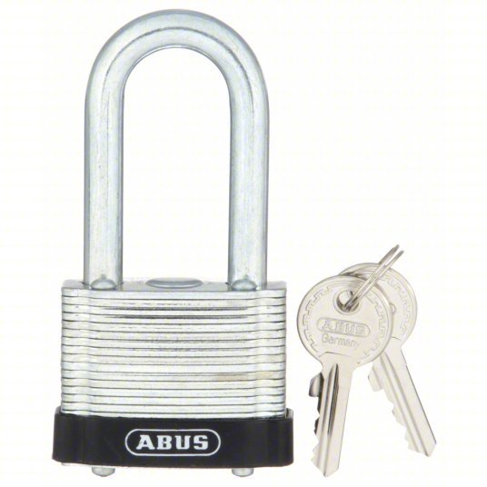 Abus 41HB/50 KD Keyed Padlock, Open, Square Recycled Steel Body, Hardened Steel Shackle, 15/16 in W