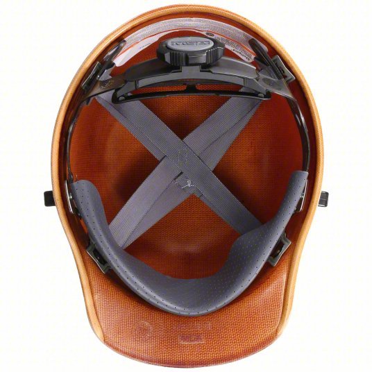 MSA 482002 Hard Hat Tan, No Graphics, Ratchet (4-Point), Ratchet, Phenolic, Welding Helmet Attachment Lugs