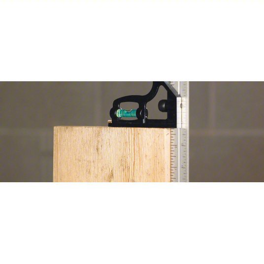 Johnson 406EM Combination Square Inch/Metric, Stainless Steel, 3 1/2 in, 6 in x 0.85 in, Cast Zinc
