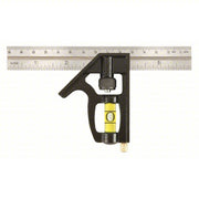 Johnson 406EM Combination Square Inch/Metric, Stainless Steel, 3 1/2 in, 6 in x 0.85 in, Cast Zinc