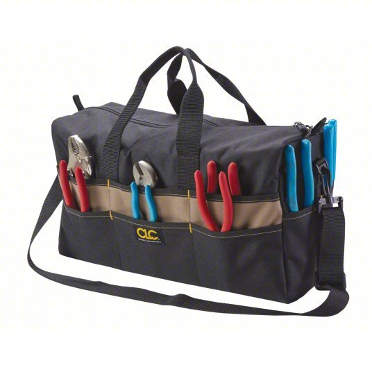 CLC 1113 Tool Bag 18 in W x 7 in D x 9 in H, Black, Polyester, 17 Pockets, 0 Inside Pockets, Polyester