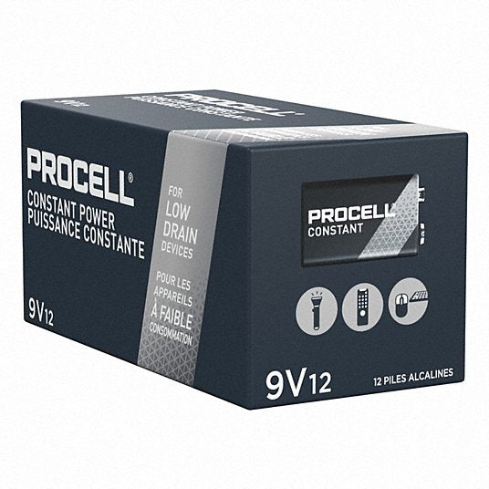 Duracell Procell PC1604BKD Constant 9V Alkaline Battery, 9V DC, 12 Pack