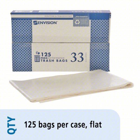 Ability One 8105-01-183-9768 Trash Bag 33 gal Clear PK125