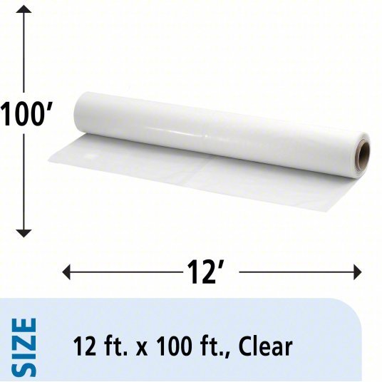 Ability One 8135-00-579-6489 Wrap Plastic, Clear 6 mil 12x100ft, Polyethylene