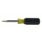 Klein 32476 Multi-Bit Screwdriver Phillips/Slotted Tip, #1/1/4 in/#2/3/16 in Tip Size, 4 Tips