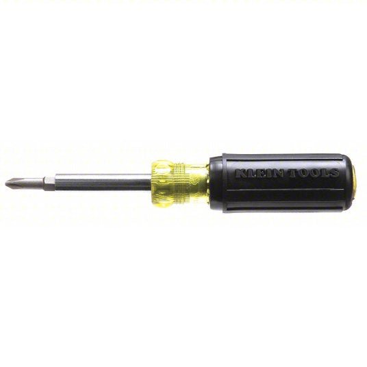 Klein 32476 Multi-Bit Screwdriver Phillips/Slotted Tip, #1/1/4 in/#2/3/16 in Tip Size, 4 Tips