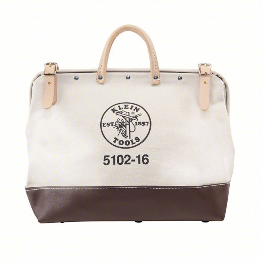 Klein 5102-16 Tool Bag Canvas, 1 Pockets, 16 in Overall Wd, 6 in Overall Dp, 14 in Overall Ht, Brown