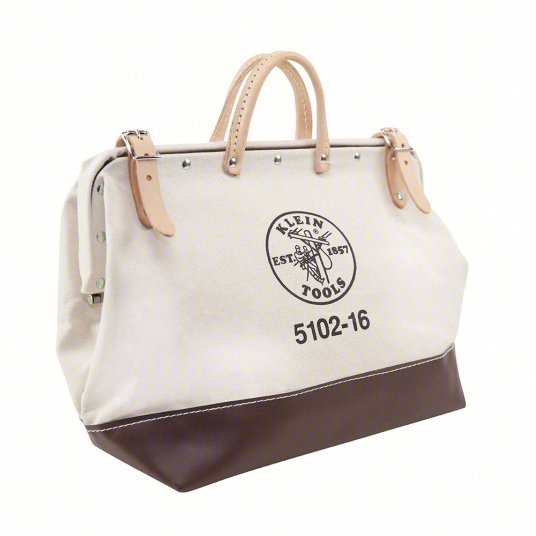 Klein 5102-16 Tool Bag Canvas, 1 Pockets, 16 in Overall Wd, 6 in Overall Dp, 14 in Overall Ht, Brown