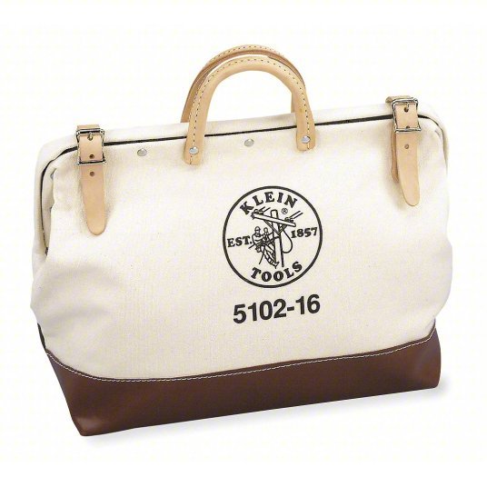 Klein 5102-16 Tool Bag Canvas, 1 Pockets, 16 in Overall Wd, 6 in Overall Dp, 14 in Overall Ht, Brown