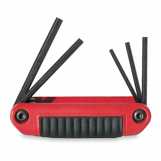Eklind 25611 Hex Key Set 1 - 5 Pieces, Fold-Up Hex, Folding, SAE, Std End, Short, 1 Pieces, Black Oxide