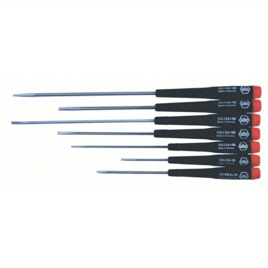 Wiha 26092 Precision Screwdriver Set 7 Pieces, Phillips/Slotted Tip, 1/8 in/3/32 in/5/32 in Tip Size