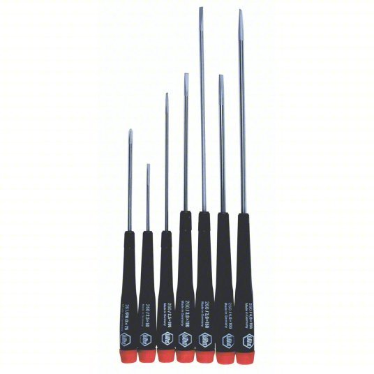 Wiha 26092 Precision Screwdriver Set 7 Pieces, Phillips/Slotted Tip, 1/8 in/3/32 in/5/32 in Tip Size