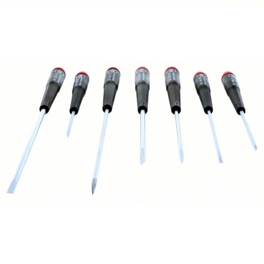 Wiha 26092 Precision Screwdriver Set 7 Pieces, Phillips/Slotted Tip, 1/8 in/3/32 in/5/32 in Tip Size
