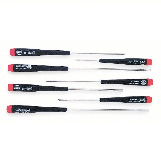 Wiha 26092 Precision Screwdriver Set 7 Pieces, Phillips/Slotted Tip, 1/8 in/3/32 in/5/32 in Tip Size