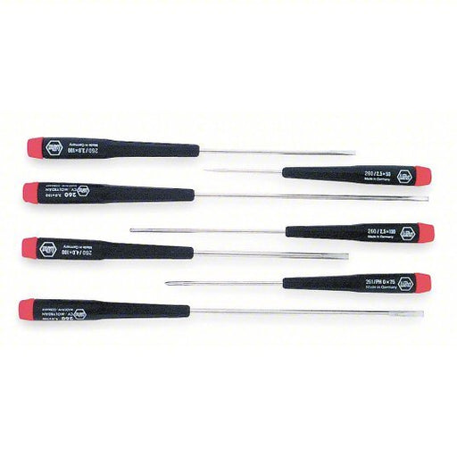 Wiha 26092 Precision Screwdriver Set 7 Pieces, Phillips/Slotted Tip, 1/8 in/3/32 in/5/32 in Tip Size