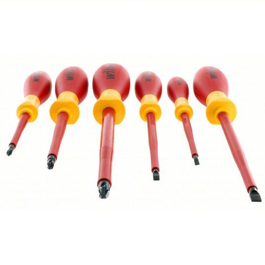 Wiha 32092 Insulated Screwdriver Set 6 Pieces, Phillips/Slotted Tip, 3 mm/4.5 mm/6.5 mm Tip Size