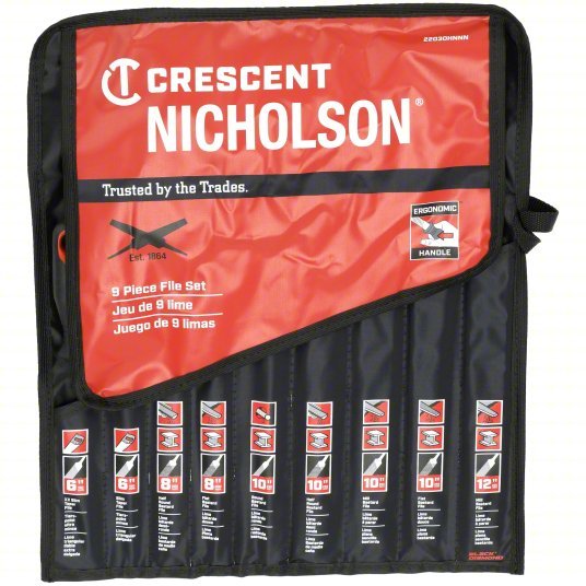 Nicholson 22030HNNN 9 Piece 6", 8", 10" & 12" Maintenance File Set with Ergonomic Handles