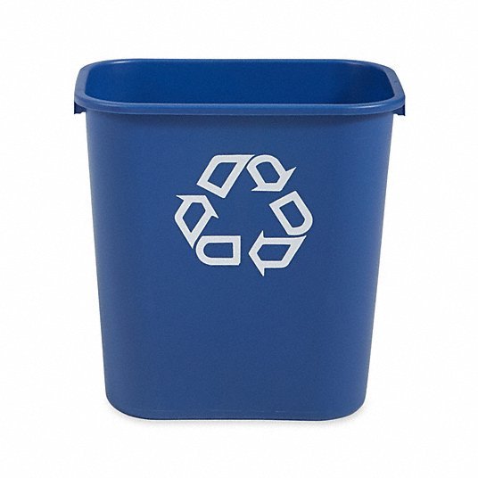 Rubbermaid FG295673BLUE Recycling Wastebasket Container, 7 gal Capacity, 10 1/2 in W, 15 in H, 14 1/2 in D, Plastic, Blue