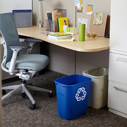 Rubbermaid FG295673BLUE Recycling Wastebasket Container, 7 gal Capacity, 10 1/2 in W, 15 in H, 14 1/2 in D, Plastic, Blue
