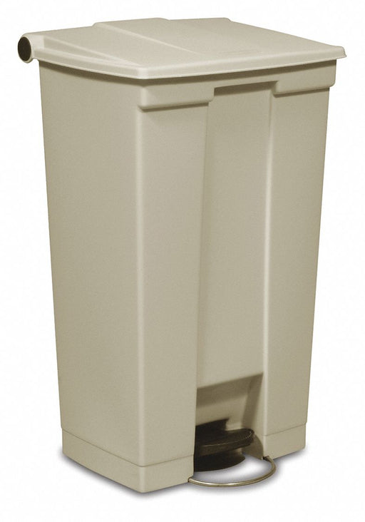 Rubbermaid FG614600BEIG Step-On Trash Container, Plastic, 23 gal Capacity, Tan
