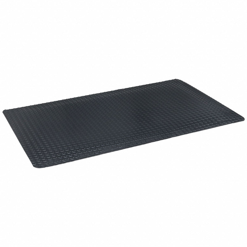 Notrax 975S0023BL Antifatigue Mat, Diamond Plate, 2 ft x 3 ft, 3/4 in Thick, Black, Vinyl over PVC Foam, Beveled Edge