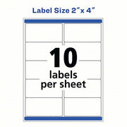 Avery 727825523 Laser Label 5523, White, 2 in Ht, 4 in Wd, 10 Labels per Sheet, 5 Pkg of 500