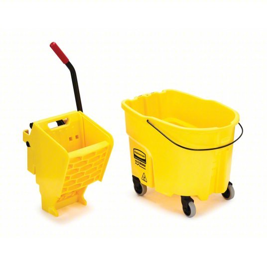 Rubbermaid FG758088YEL Mop Bucket and Wringer Side Press, 8 3/4 gal Capacity, Plastic, Oval