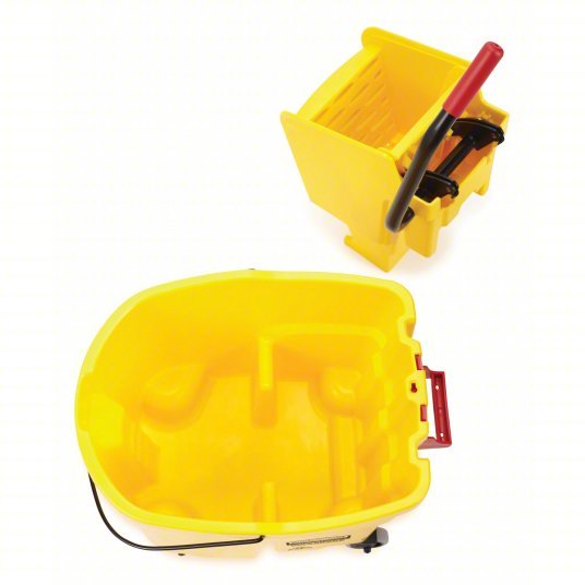 Rubbermaid FG758088YEL Mop Bucket and Wringer Side Press, 8 3/4 gal Capacity, Plastic, Oval